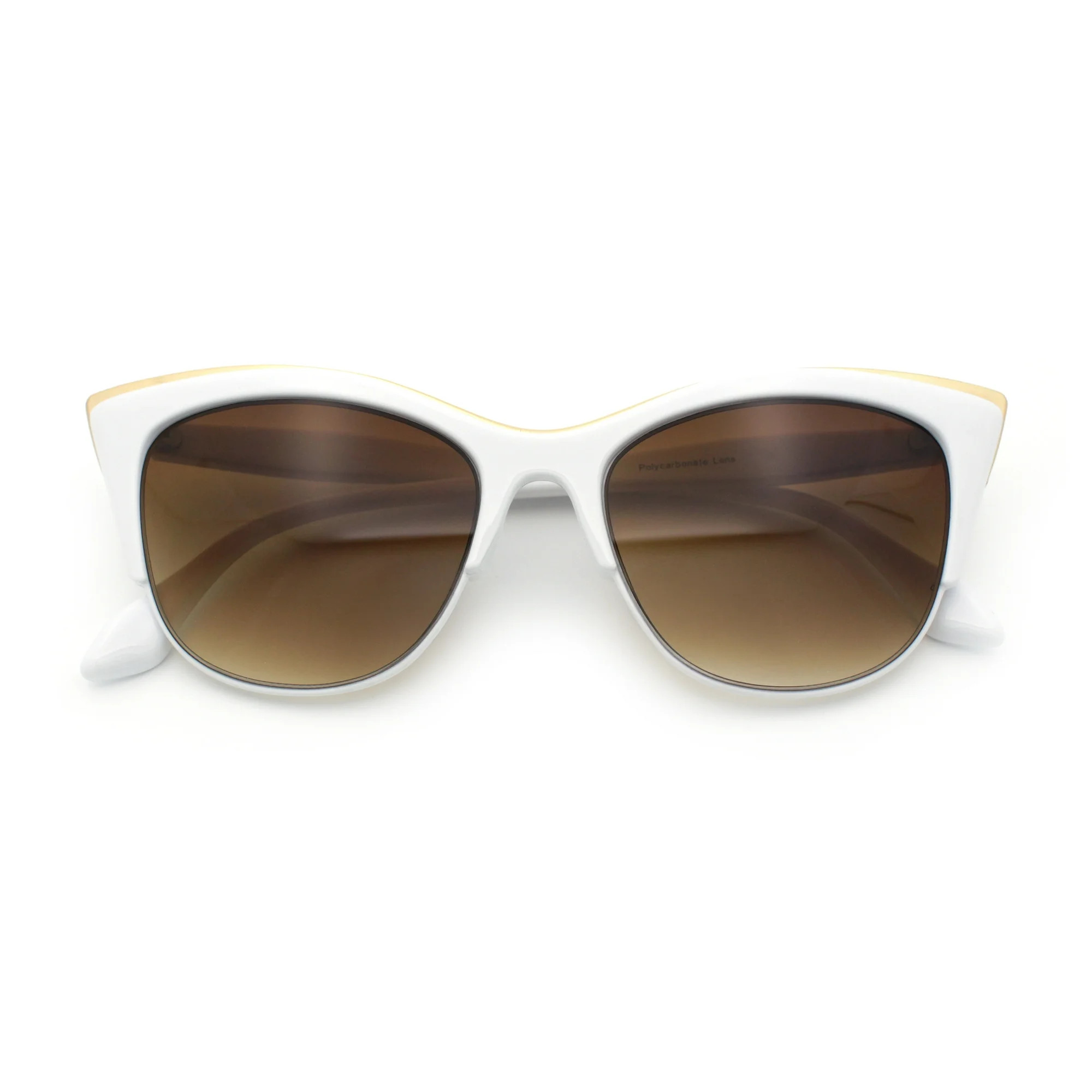 SA106 Womens High Point Squared Half Rim Look Cat Eye Sunglasses White - Brown - Walmart.com | Walmart (US)