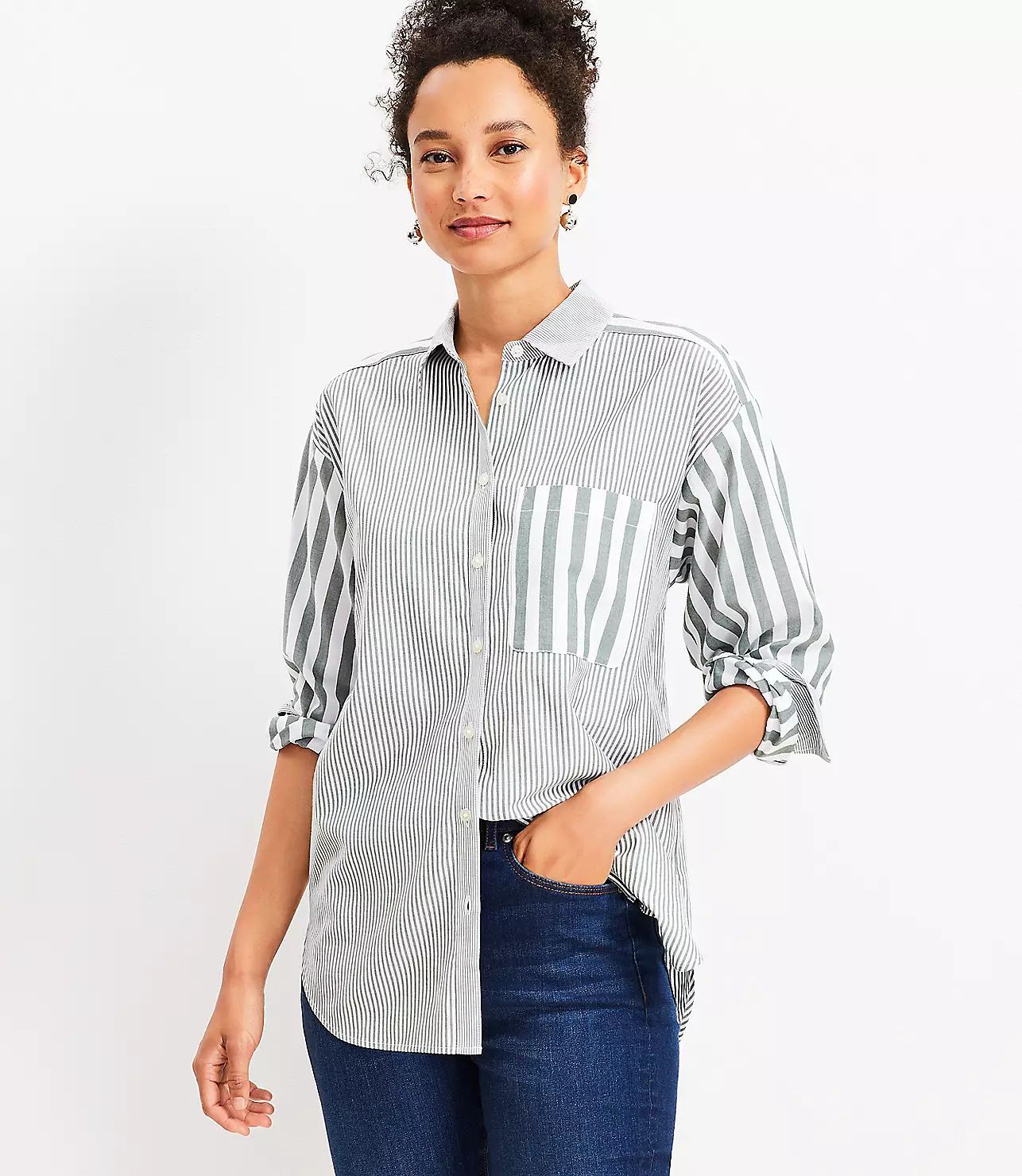 Striped Oversized Everyday Shirt | LOFT