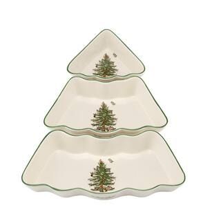 Spode Christmas Tree White Ceramic Tree Shaped Dip Bowls (Set of 3) 1739192 - The Home Depot | The Home Depot