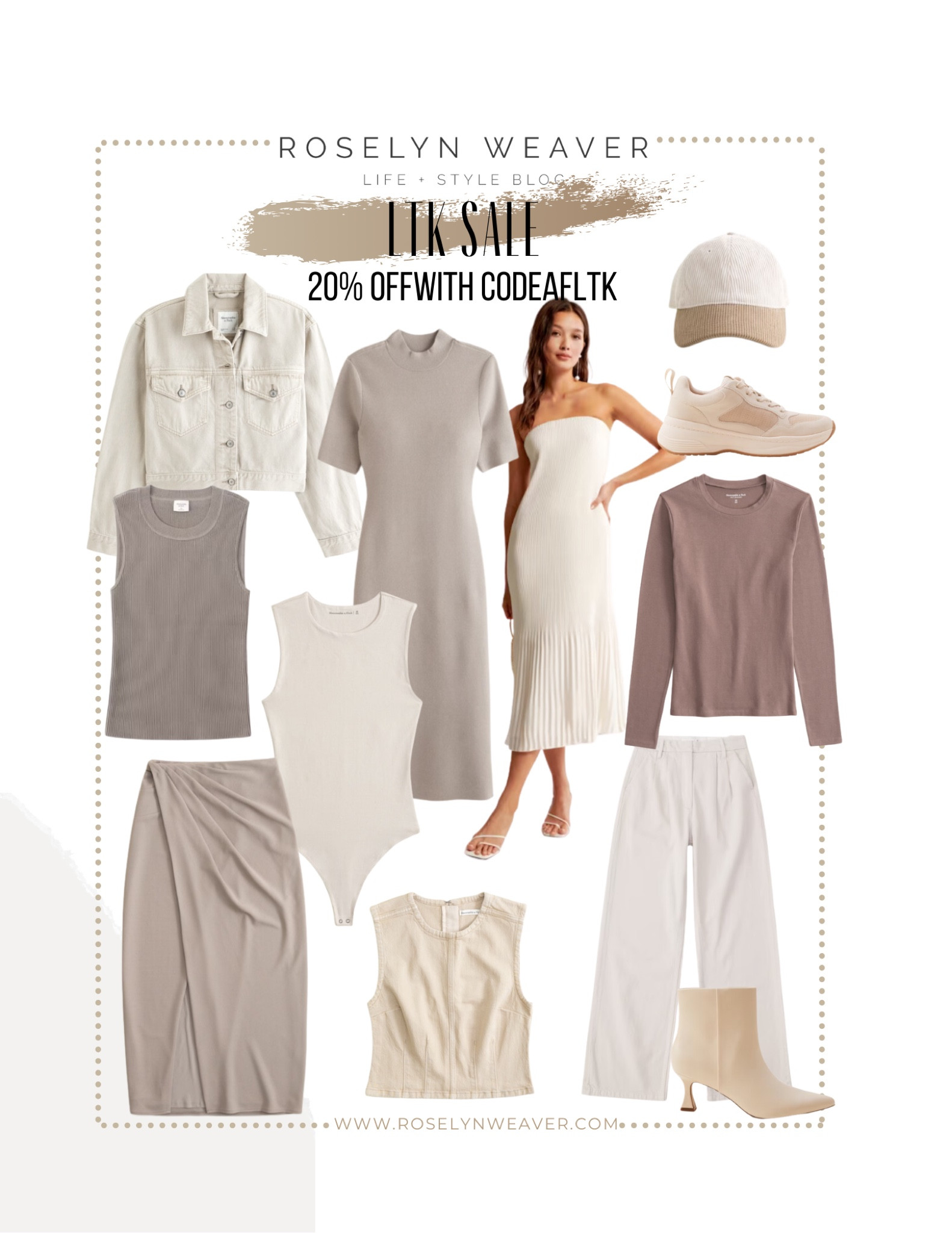 LTK sale - use code  AFLTK for 20% off 

Neutral staple pieces - denim jacket, taupe colored top, beige denim, mock dress, 

#LTKSale #LTKstyletip #LTKsalealert