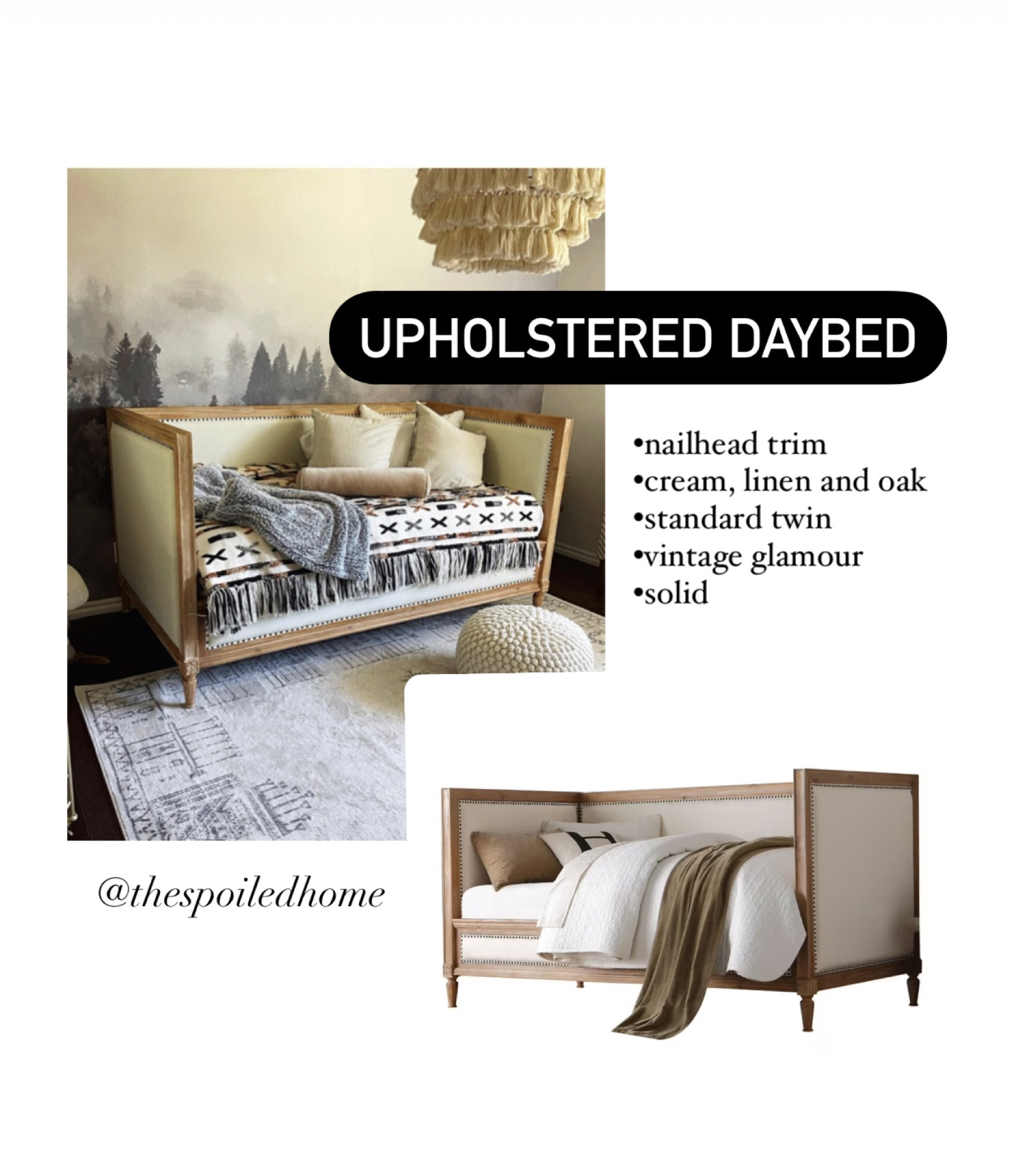 Loved this upholstered daybed. Looks more expensive than the price tag for sure! It’s currently at my son’s house still in use 

#LTKhome #LTKfamily