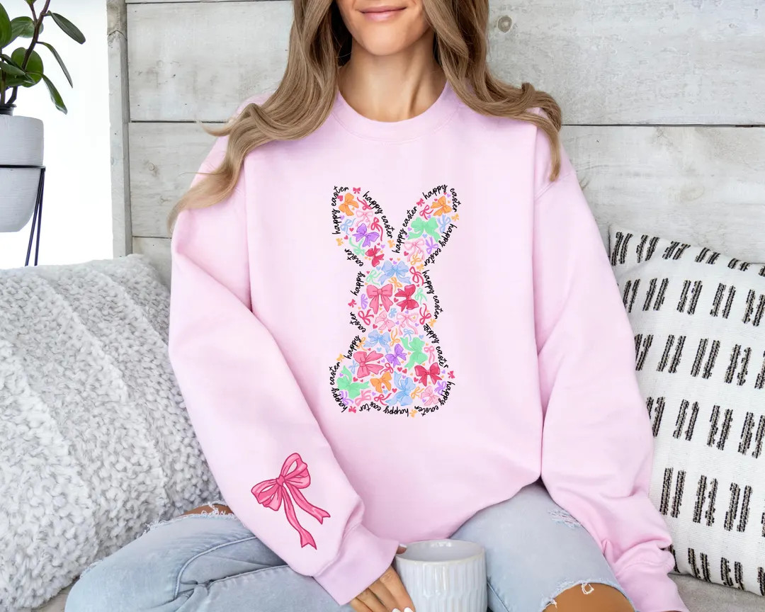 Easter Sweatshirt ,easter Coquette Sweatshirt, Bunny Easter Sweater, Cute Bunny Sweater, Happy Ea... | Etsy (US)