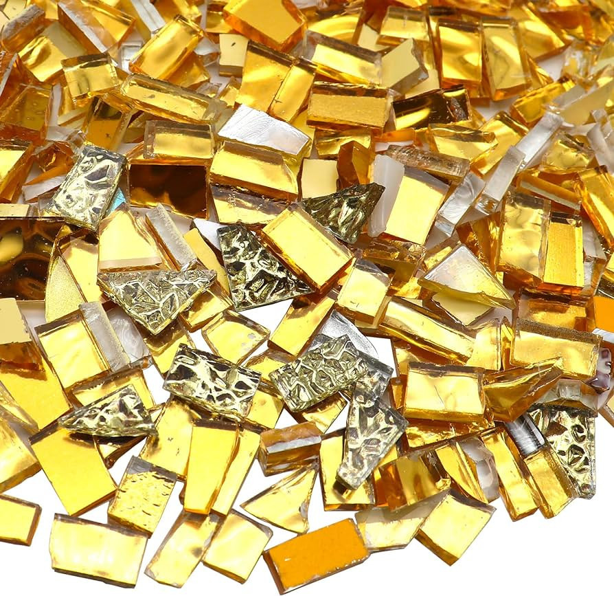 LITMIND Gold Mixed Irregular Glass Mosaic Tiles for Art Crafts, 9oz Value Pack Mosaic Making Supp... | Amazon (US)