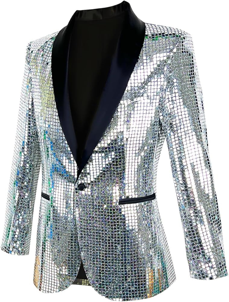 Nawgut Sequin Blazer Metallic Suit Disco Prom Shiny Jacket Wedding Party Banquet Fashion Tuxedo f... | Amazon (US)