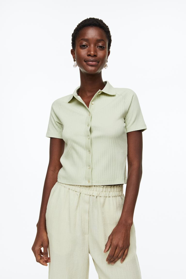 Button-front Top with Collar | H&M (US + CA)