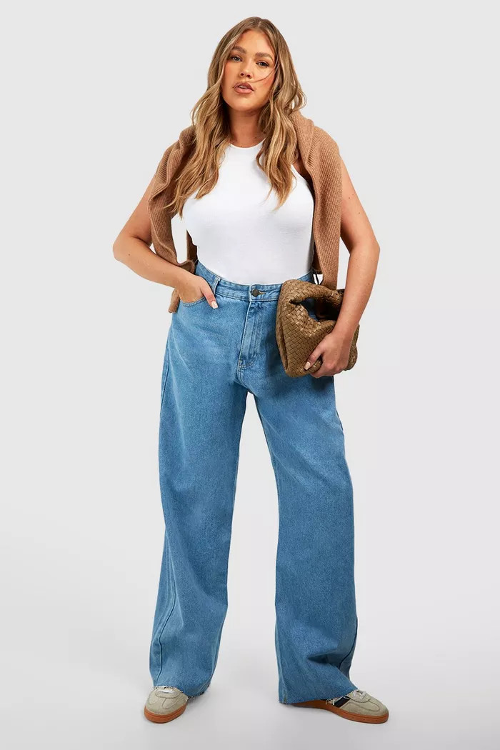 Plus Size Denim Wide Leg Slouchy Jean | Boohoo.com (UK & IE)
