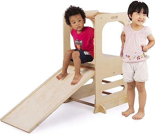 Climbing Play Tower - Slide and Chalkboard - Connects to Pikler Triangles -CPSIA Certified | Amazon (US)