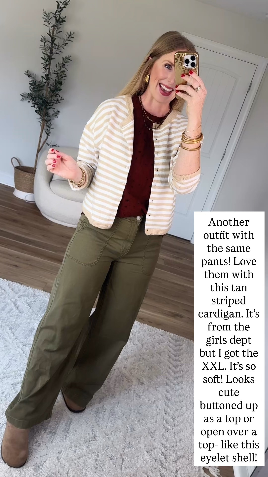 Walmart try on, striped cardigan