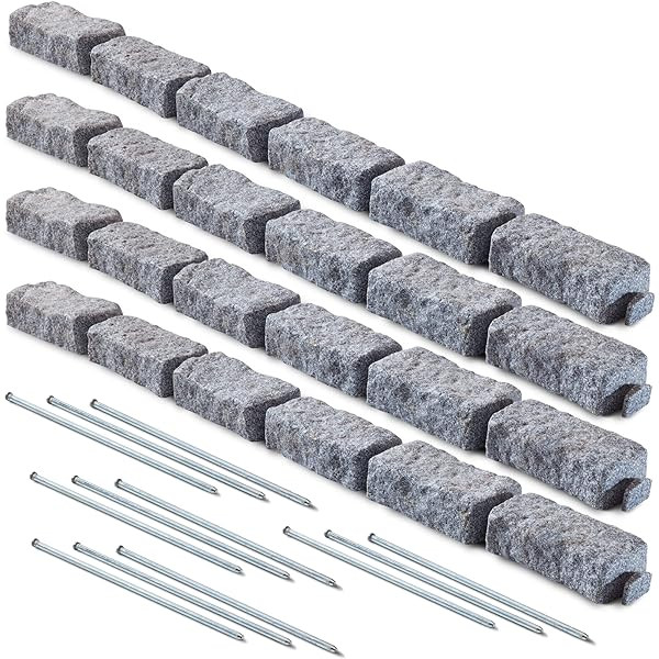 EasyFlex No-Dig Landscape Edging with Anchoring Spikes, 2.7 in. Tall Decorative Stone-Look Garden... | Amazon (US)