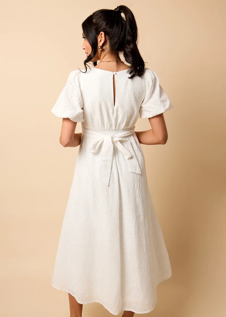 Little Mistress White Broderie Midi Dress by Vicky Pattison | Matalan (UK)