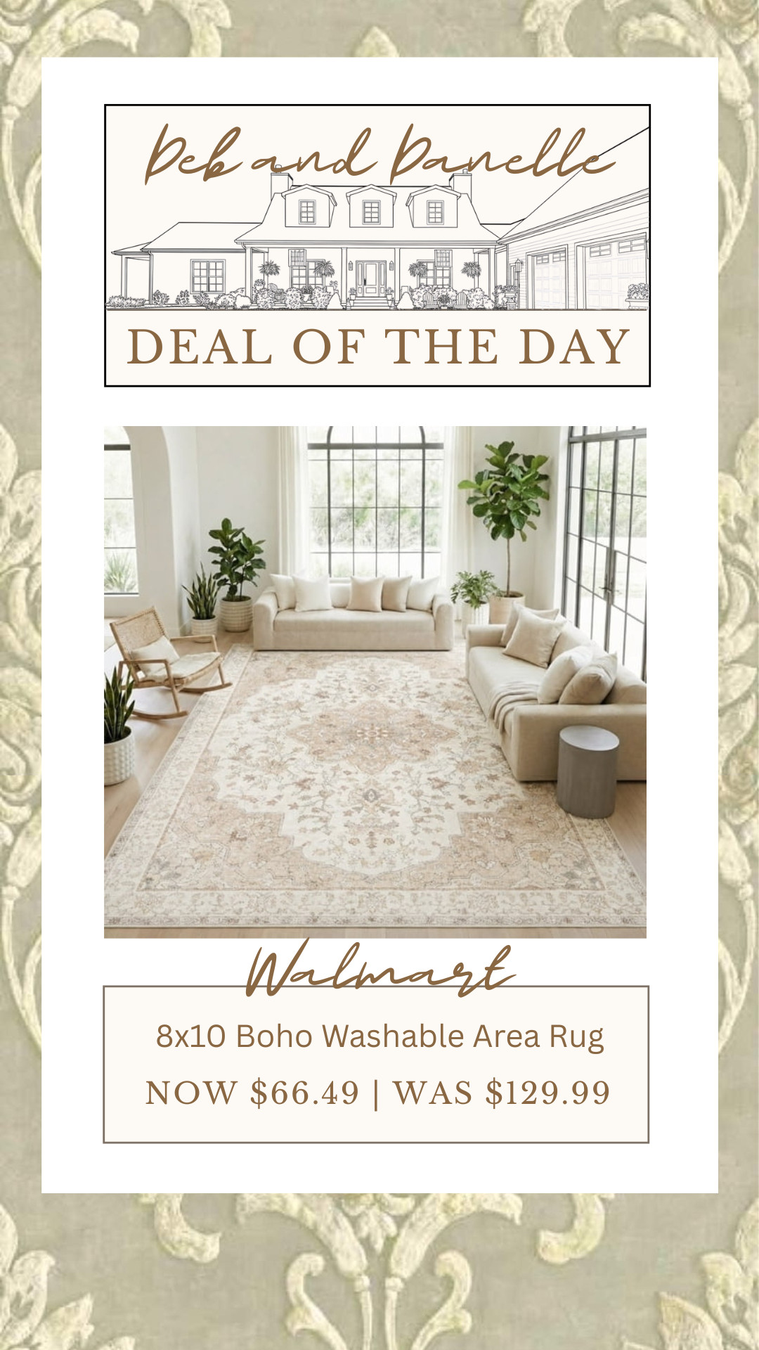 This washable area rug is an amazing price with the Walmart Deals and More Sales event and for such a large size. I love the neutral tones and vintage style. 

 #LTKSeasonal #LTKHome #LTKSaleAlert