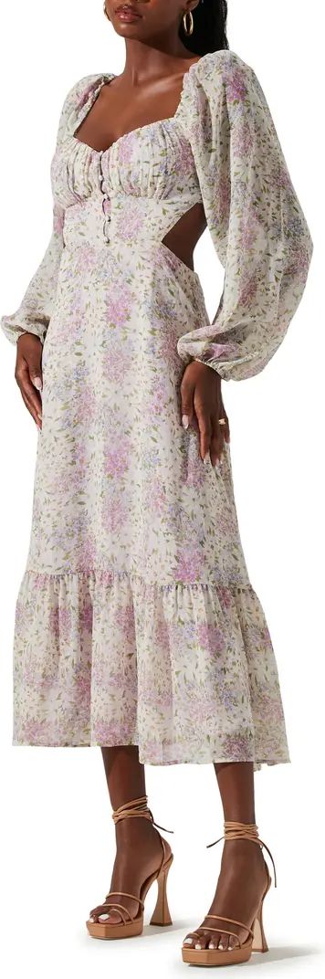 Shayla Floral Long Sleeve Cutout Midi Dress | Nordstrom Rack