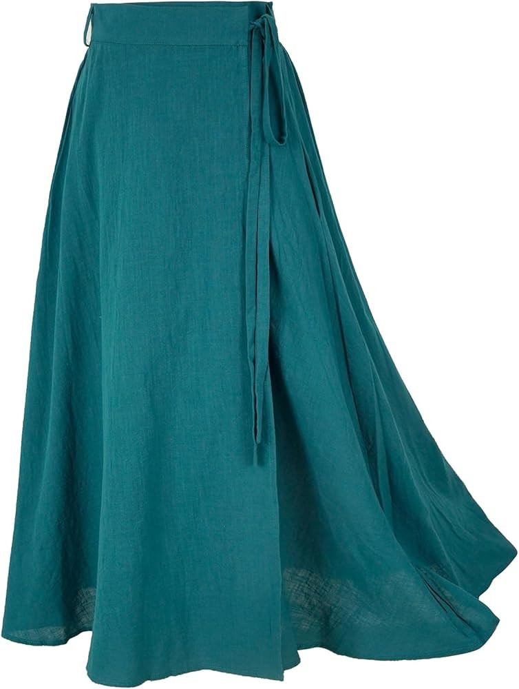 Women's Linen Wrap Skirt Casual Maxi Skirt Vintage A line Linen Skirt | Amazon (US)