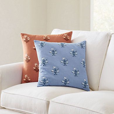 Flor Embroidered Pillow with Handcrafted Floral Design & Feather Down Insert | Ballard Designs, Inc.