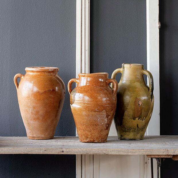 Glazed Olive Jar Vase | Antique Farm House