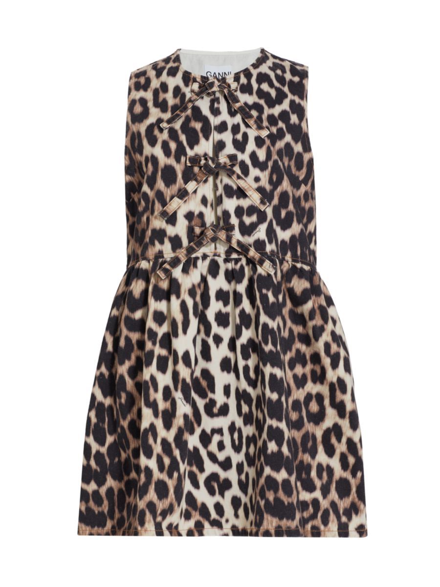GANNI Leopard-Print Sleeveless Minidress | Saks Fifth Avenue