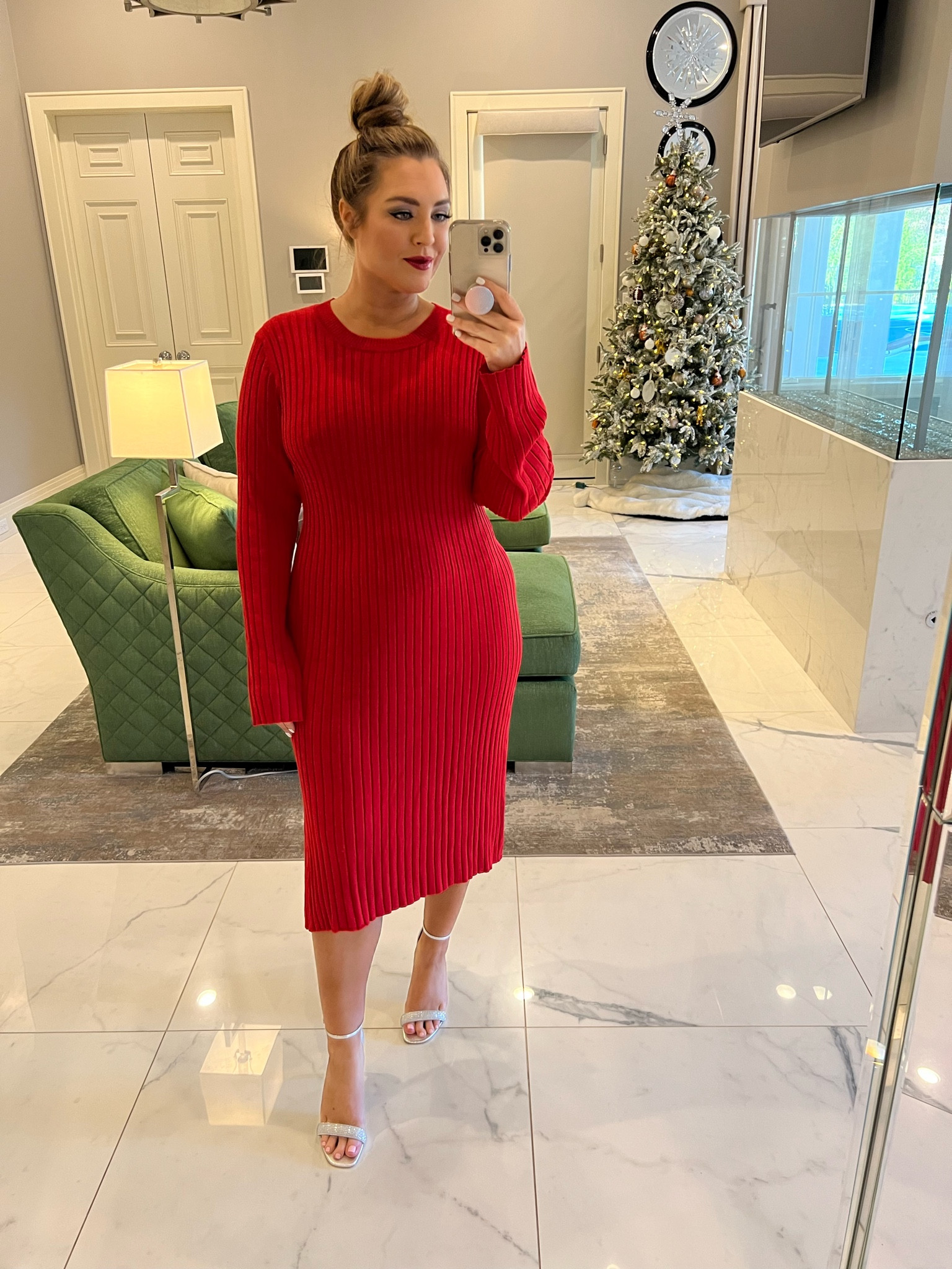 Red, holiday, walmart, fashion, silver, heels, dress