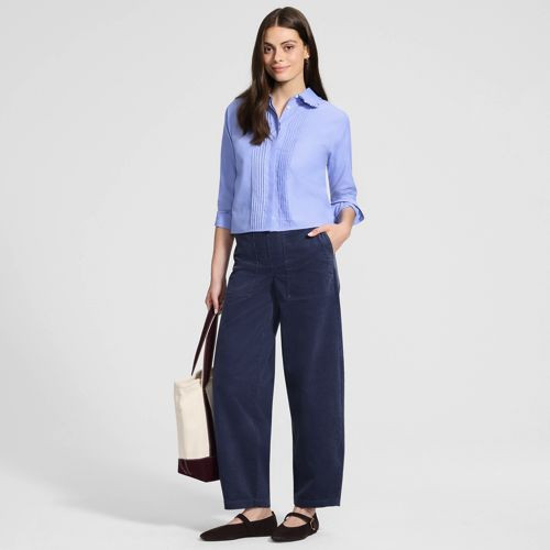 Women's Corduroy High Rise Pull On Utility Barrel Leg Pants - Lands' End - Green - 10 | Lands' End (US)