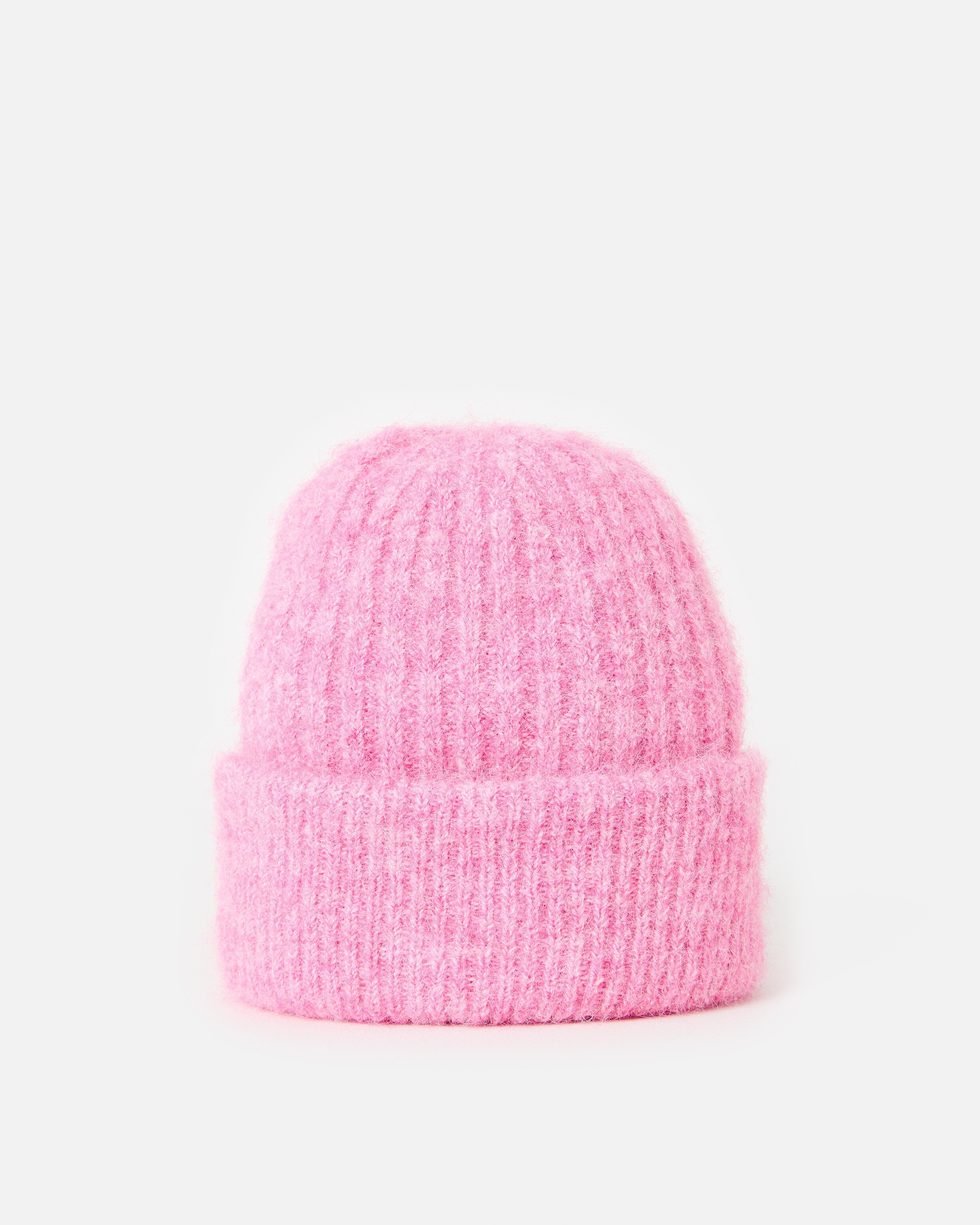 Pink Marl Ribbed Knitted Beanie Hat | Oliver Bonas (Global)