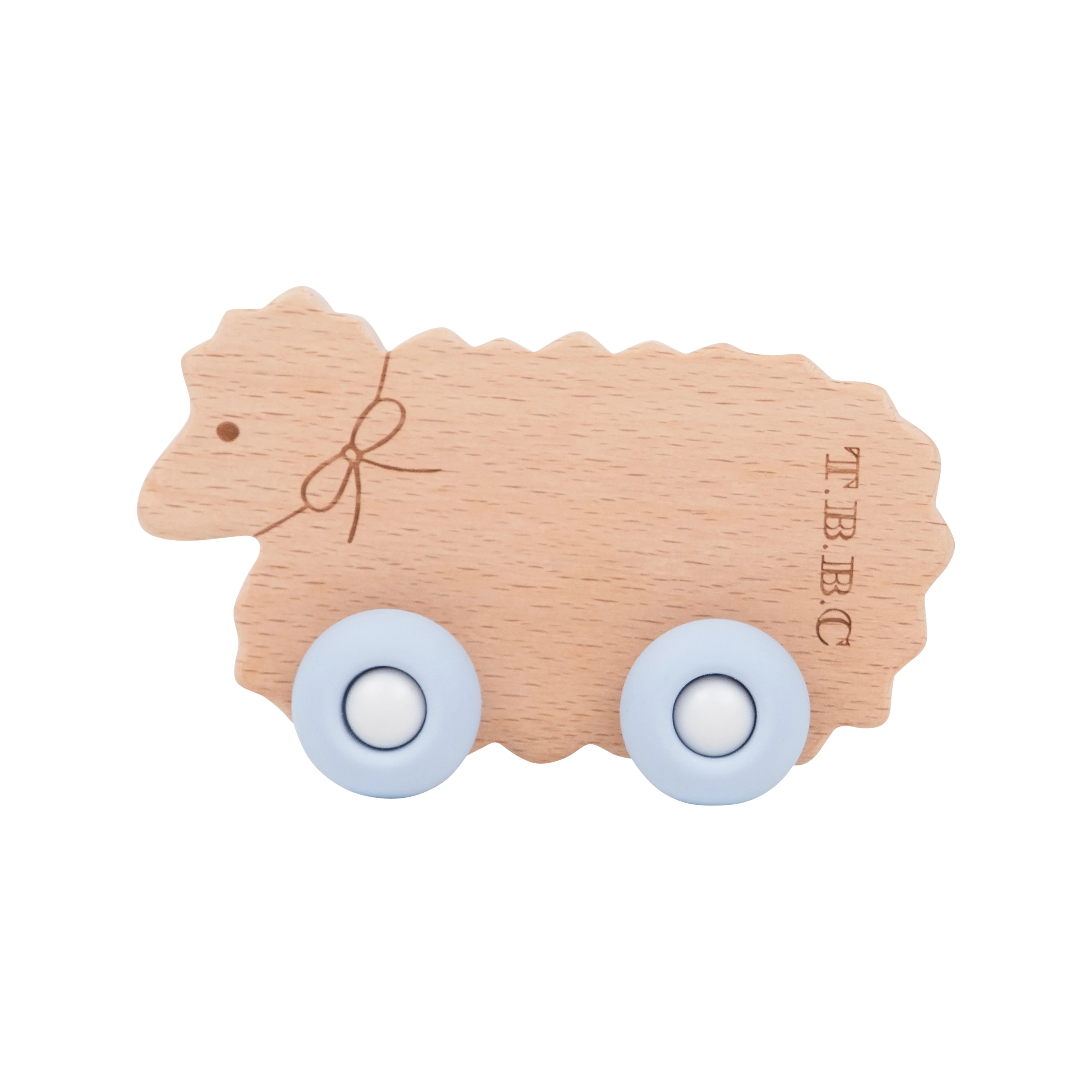 GooseWaddle x T.B.B.C. Sheep Wooden & Silicone Teether - Buckhead Blue | The Beaufort Bonnet Company