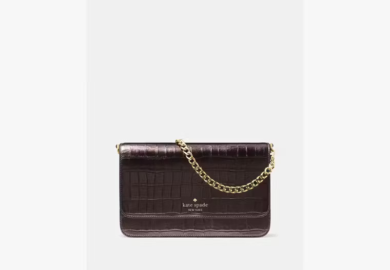 Kate Spade Madison Croc Embossed Willow Medium Convertible Crossbody, Hot Fudge | Kate Spade Outlet