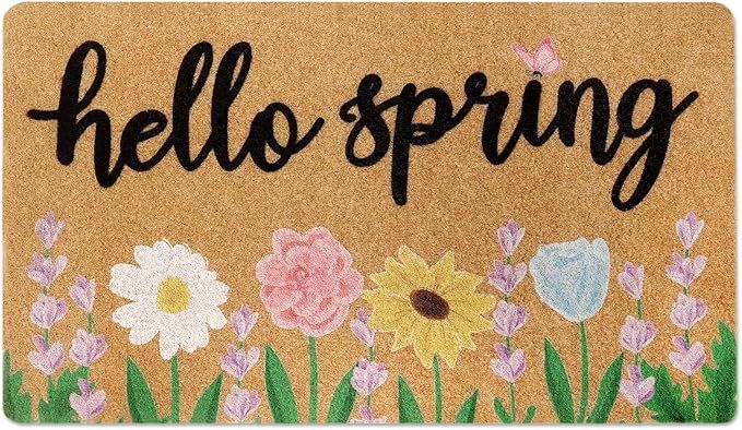 Hello Spring Doormat Indoor Outdoor 17 x 29.5 Inches Home Front Porch Rugs Flower Carpet Gift Bed... | Amazon (US)
