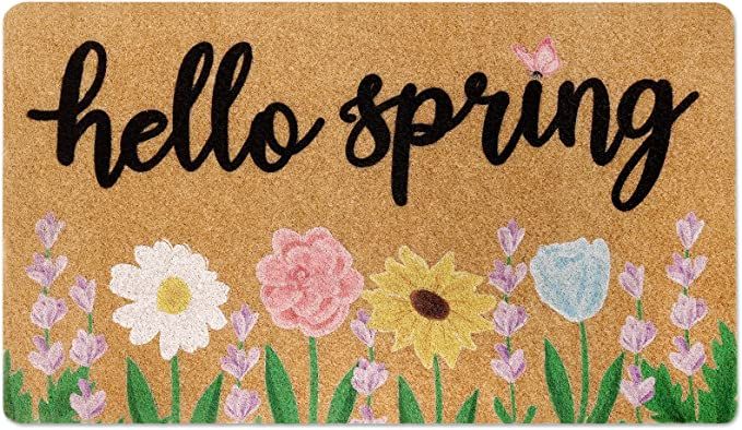 Hello Spring Doormat Indoor Outdoor 17 x 29.5 Inches Home Front Porch Rugs Flower Carpet Gift Bed... | Amazon (US)