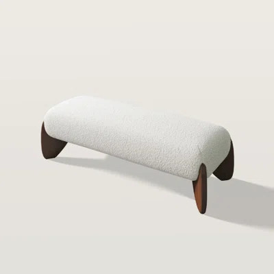 Upholstered Boucle Bedroom Bench With Solid Wood Legs | Wayfair North America