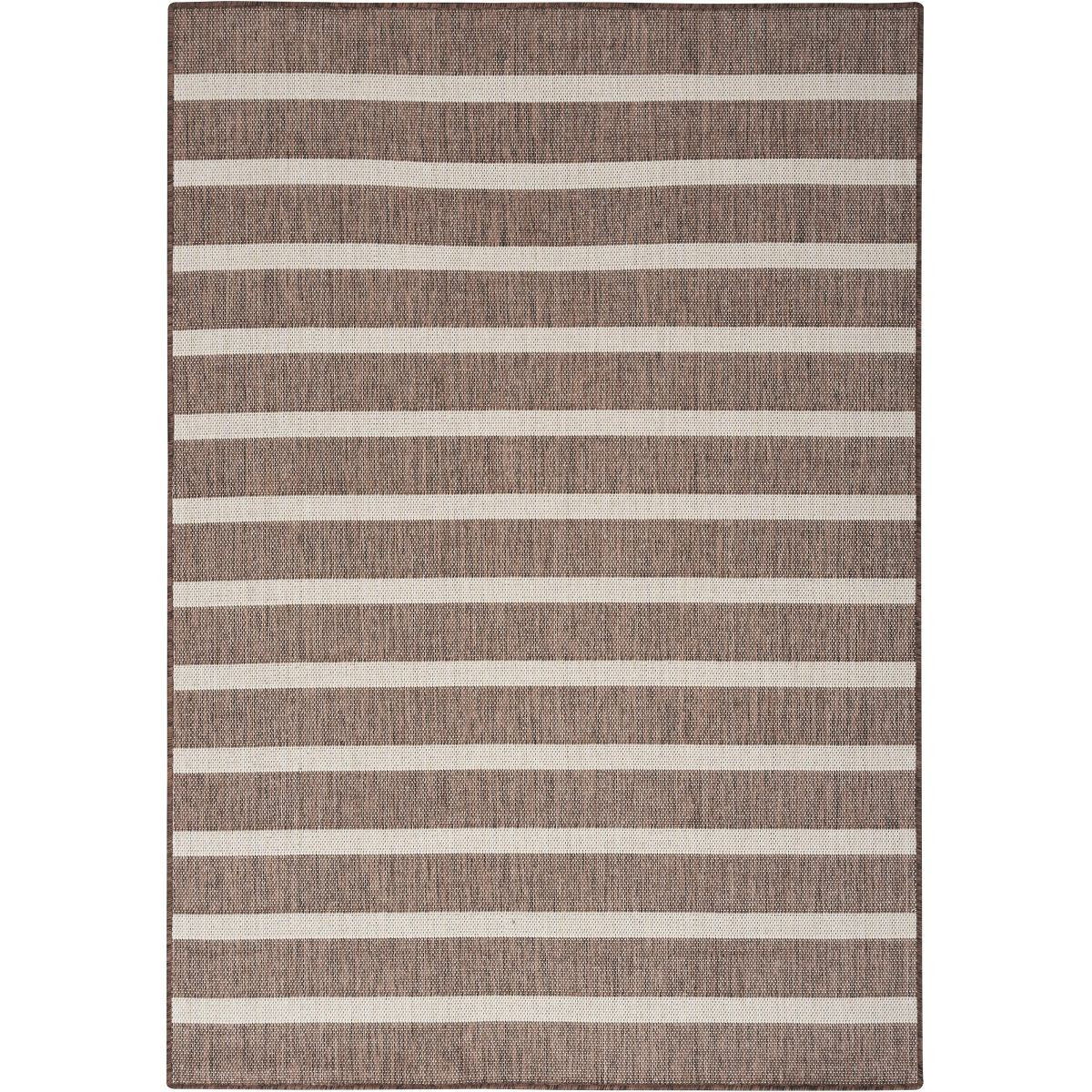 Nourison Positano Modern Stripes Flatweave Indoor Outdoor Low Pile Area Rug Black Ivory 8' x 10' | Target
