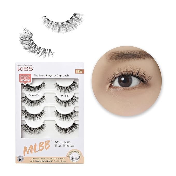 KISS My Lash But Better False Eyelashes Multipack, 'Bare Affair', 12mm, Superfine Band Technology... | Amazon (US)