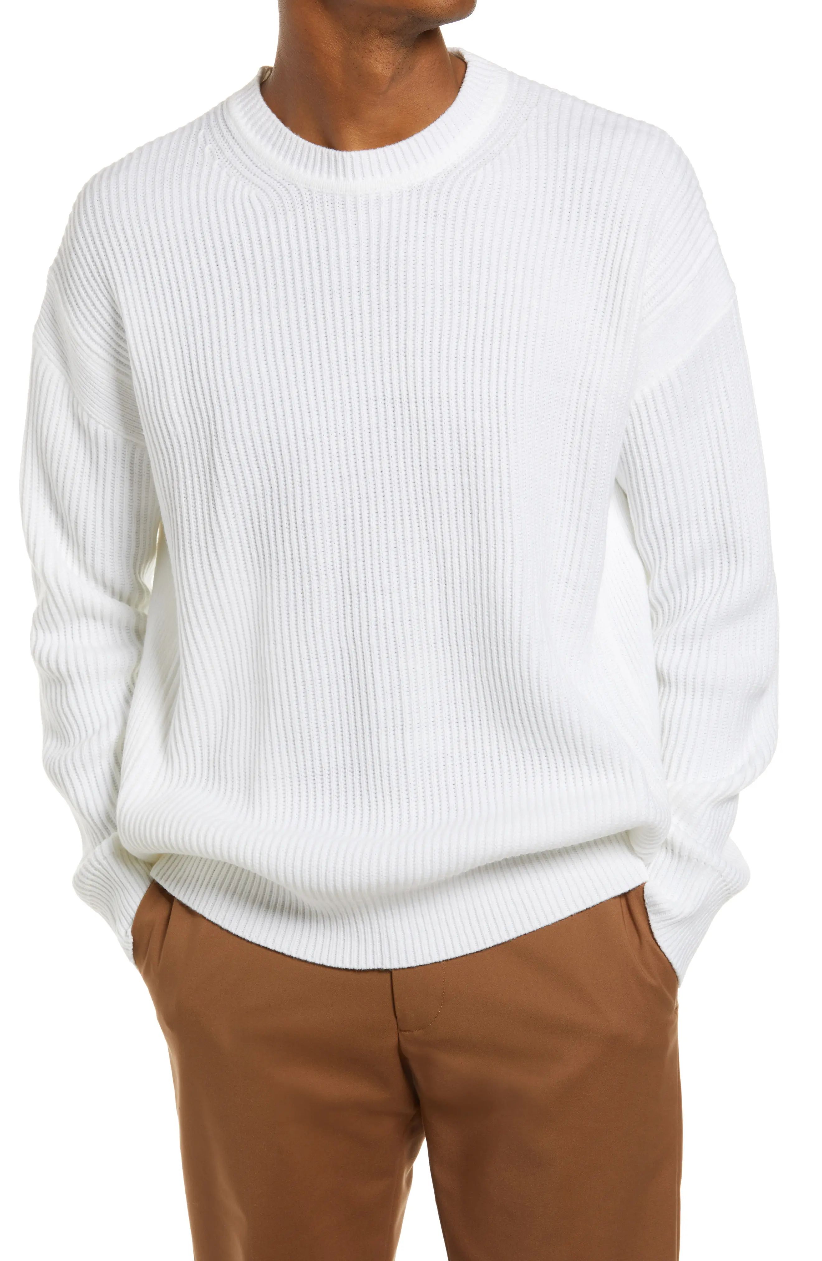 Men's Topman Oversize Crewneck Sweater, Size Large - White | Nordstrom