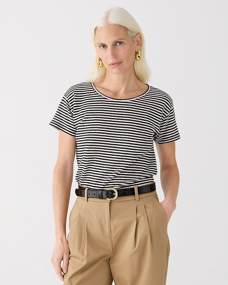 Relaxed linen T-shirt in stripe | J. Crew US