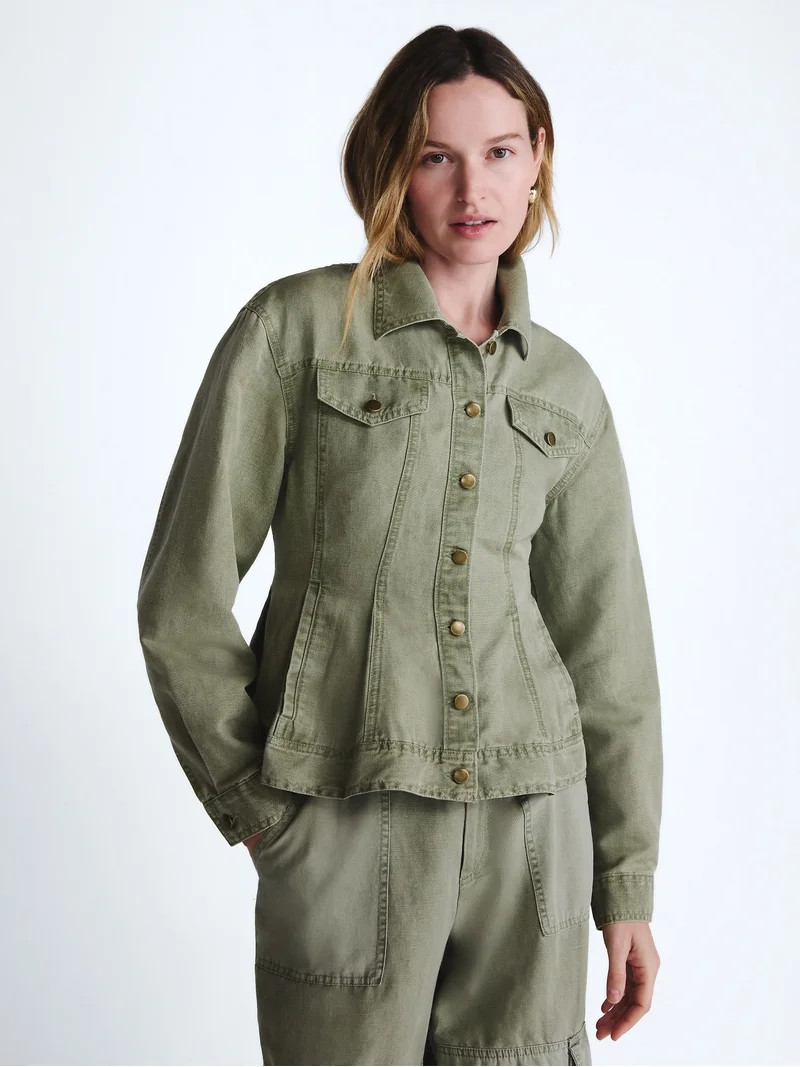 Scoop Women's Peplum Trucker Jacket, Sizes XS-XXL | Walmart (US)