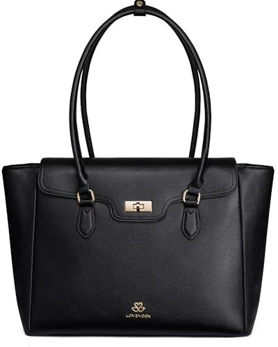 LOVEVOOK Laptop Bag for Women 15.6 Inch Soft Leather Work Bag, Professional Briefcase for Teacher Nurse Business Travel, Large Shoulder Tote Purse with Flap-Design for Office, Everyday Use | Amazon (US)