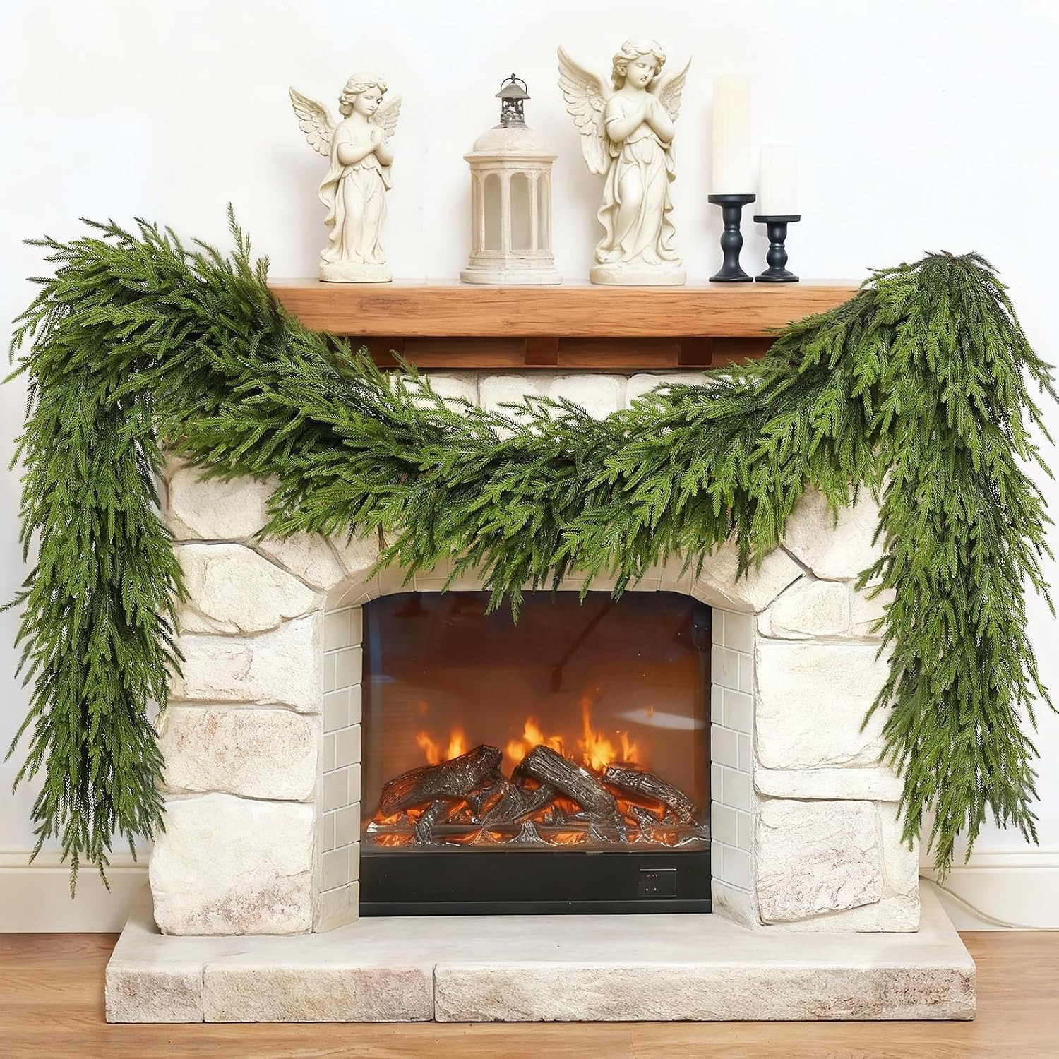 Artificial Christmas Garland, Faux Norfolk Pine for Mantle Decor (9FT 1PCS) | Amazon (US)