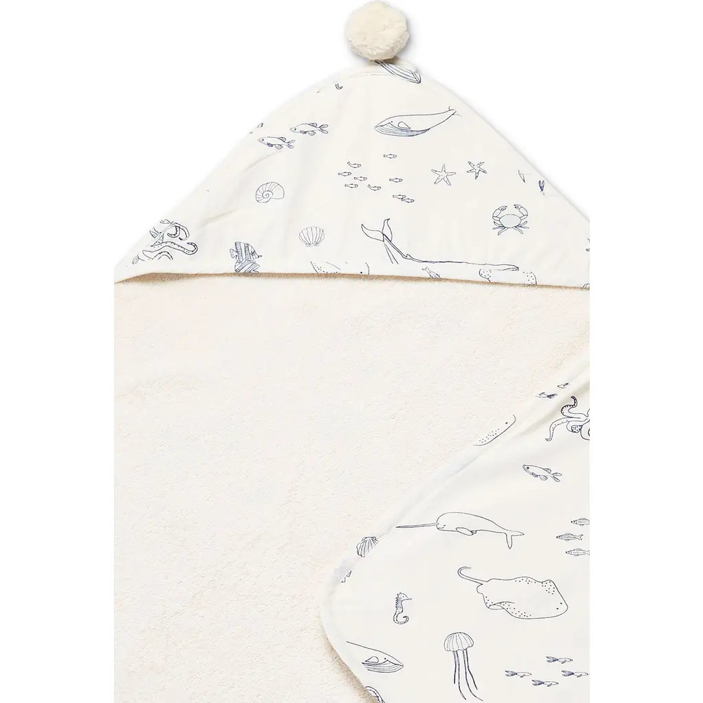 Pehr Life Aquatic Hooded Towel in Marine at Nordstrom | Nordstrom