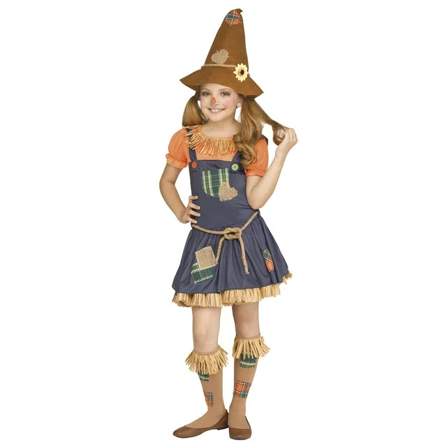 Fun World Scarecrow Multi-Color Halloween Costume Set, Big Girls Female Child | Walmart (US)