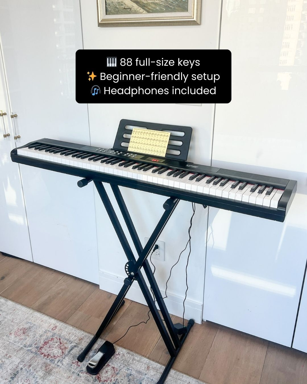 Turn your space into your own music studio with this 88 Key Digital Piano Full Size Electric Keyboard with Stand 🎹✨ Designed to mimic the feel of a real piano, it features full-size keys and responsive touch — perfect for beginners and growing musicians alike 💛 Whether you're practicing, learning, or just playing for fun, this all-in-one setup makes it easy to start your musical journey 🎶💫

#MusicEssentials #DigitalPiano #KeyboardPlayer #LTKFinds #AmazonFinds #PianoPractice #MusicLife #BeginnerPiano #HomeStudio #LearnPiano #MusicLovers #CreativeLife #InstrumentGoals #PianoKeys #PlayMusic 

 