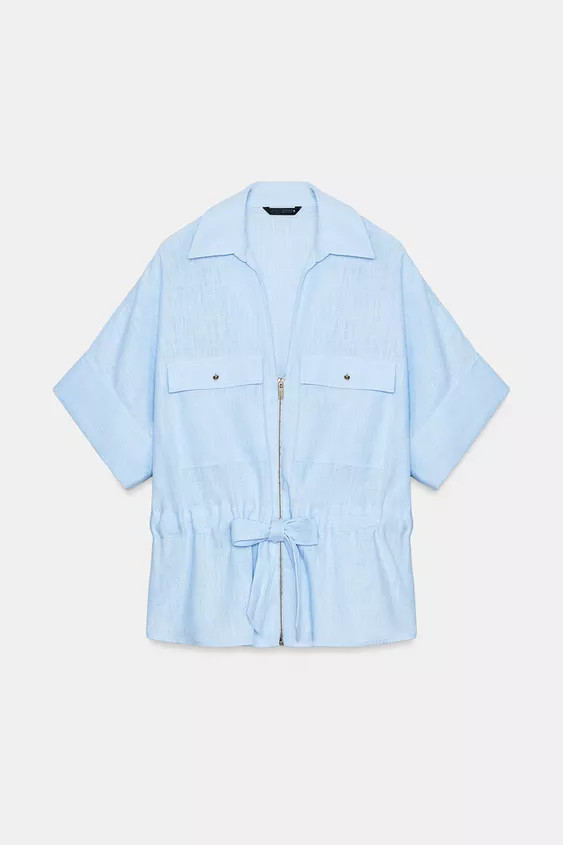 LINEN BLEND SAFARI SHIRT | Zara US