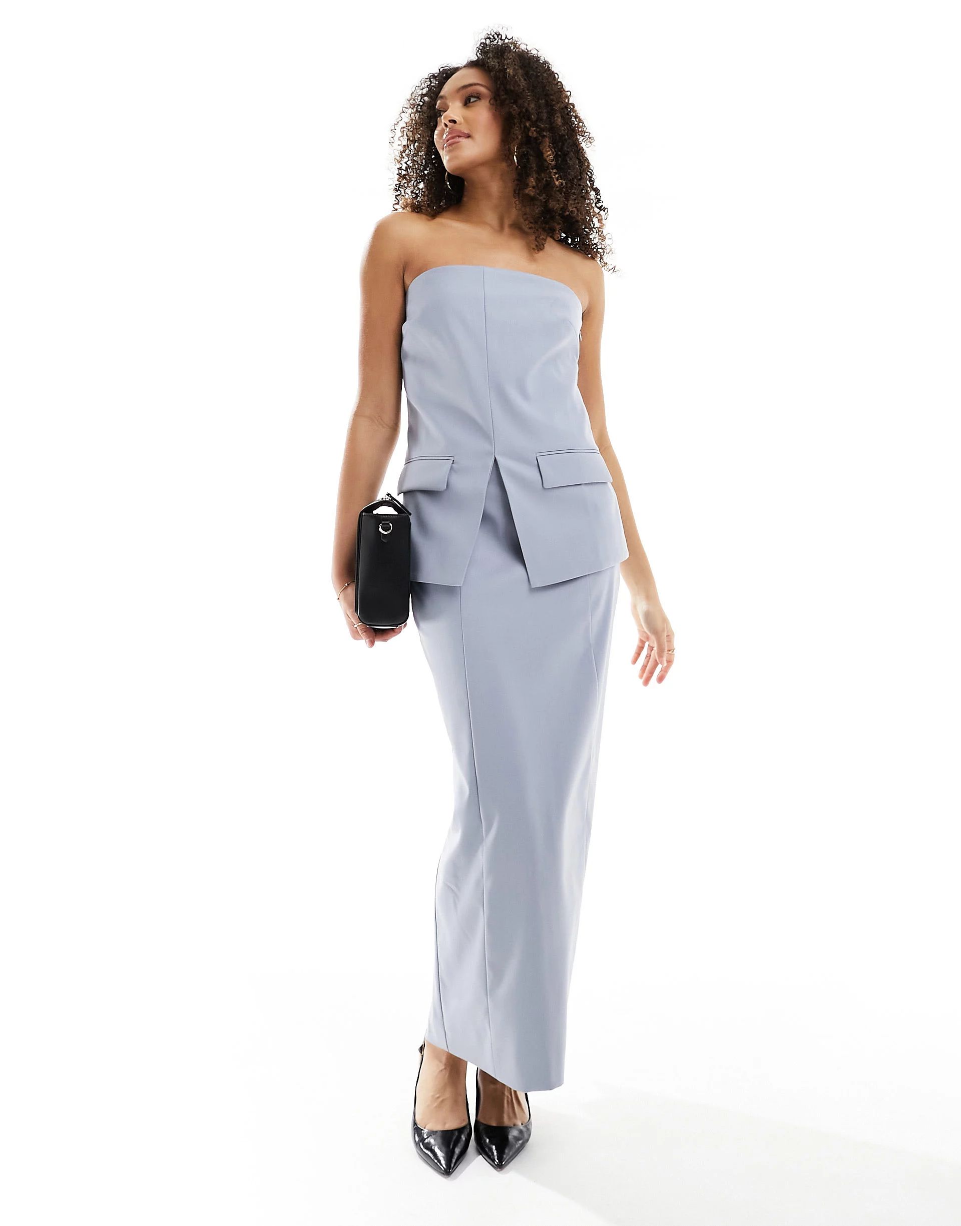 4th & Reckless tailored maxi skirt in blue - part of a set | ASOS | ASOS (Global)