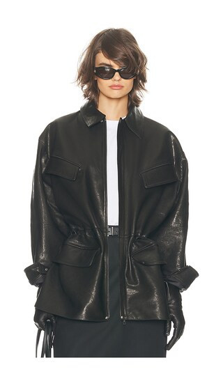 Helsa The Peplum Leather Moto Jacket in Black. - size M | Revolve Clothing (Global)