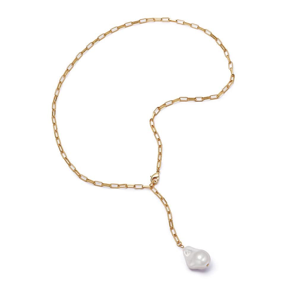 Polly Sayer Baroque Pearl Chain Necklace 18ct Gold Plate | Daisy London Jewellery
