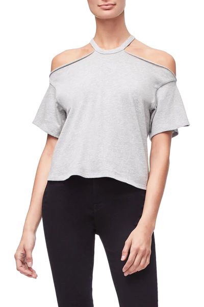 THE COLD SHOULDER TEE | GREY001 | Good American