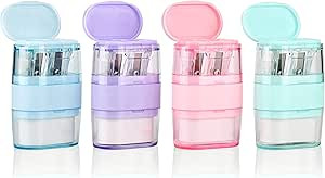 4 PCS Manual Pencil Sharpener with Eraser, Double Hole Multicolored Sharpener with Eraser Fun Sta... | Amazon (US)