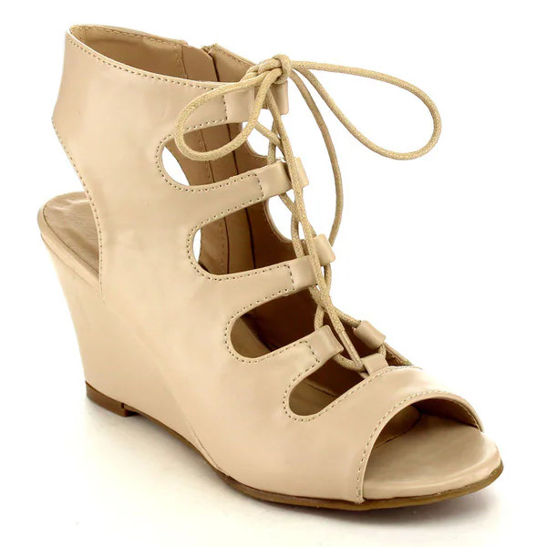Beston EA98 Women's Chic Lace Up Wedge Sandals | Bed Bath & Beyond