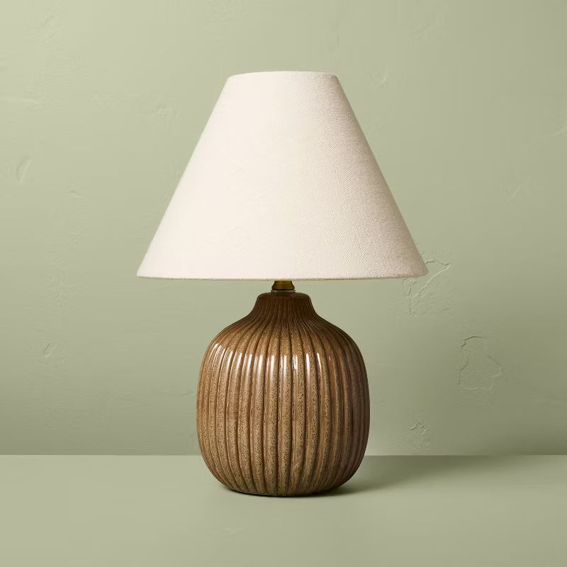 Ribbed Ceramic Table Lamp Brown/Oatmeal - Hearth & Hand™ with Magnolia | Target