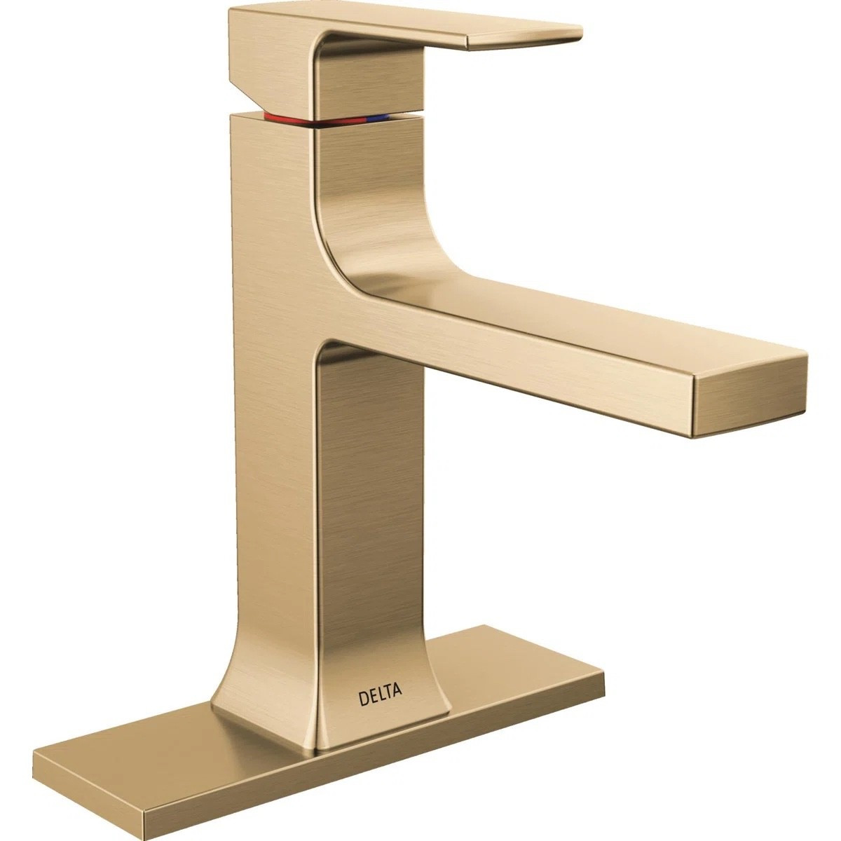 This brushed gold bathroom faucet from Wayfair adds such a sleek and elevated touch to any modern bathroom. The clean angular design and warm gold finish give it that luxe spa-inspired look while still feeling timeless and minimal. Love this for vanity upgrades, powder rooms, and contemporary bathroom remodels. Perfect for pairing with marble countertops, neutral tile, and modern hardware finishes.