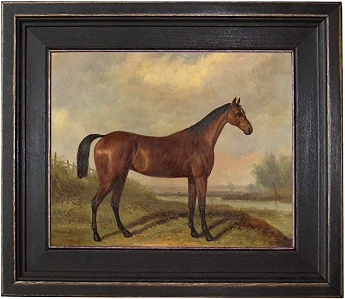 – William Barraud Hunter in Landscape Oil Painting Print on Canvas in Rustic Frame Home Wall Ar... | Amazon (US)
