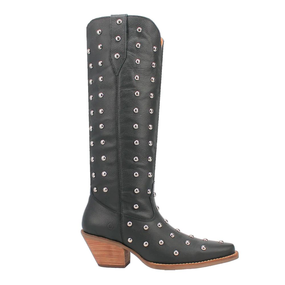 Shop Black Womens Dingo Broadway Bunny Studded Snip Toe Cowboy Boots | Shoebacca