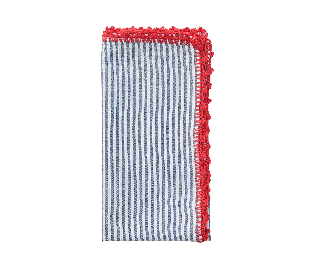 Seersucker Napkin in Navy & Red, Set of 4 | Over The Moon